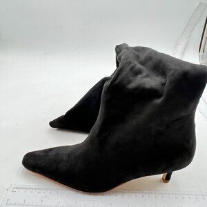 Black Suede Women Stretchy Knee High Boots Square Toe Kitten Heel Long Boots